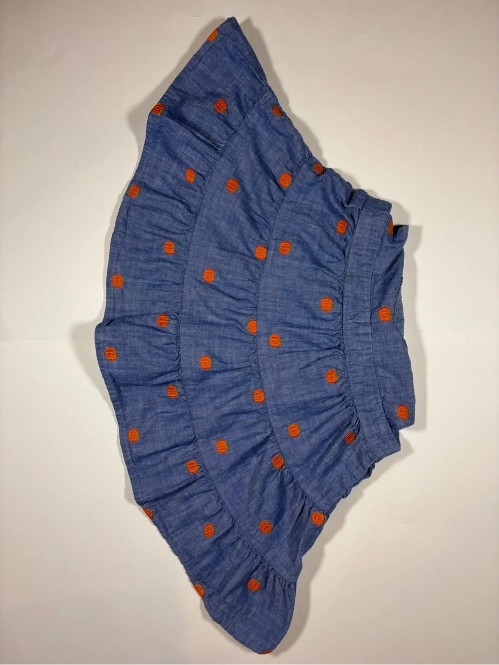 Gymboree size 6 chambray dress with pumpkin embroidery.